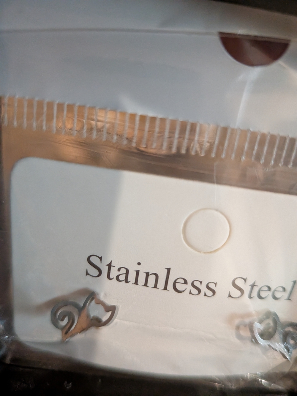 Cat Outline Stainless Steel Stud Earrings - Silver